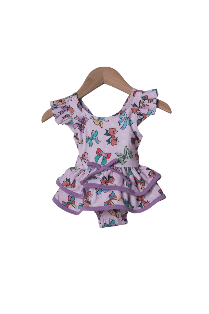 The Smocked Flamingo Apparel & Accessories Princess Bow Skirted one piece Swimsuit