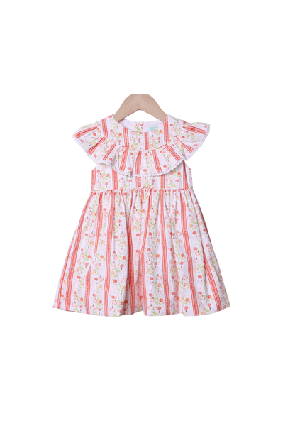 The Smocked Flamingo Apparel & Accessories Pumpkin Trellis Ruffle Dress