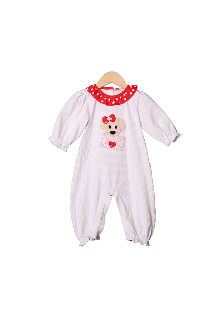 Petey Puppy Smocked Collared Romper main image 0