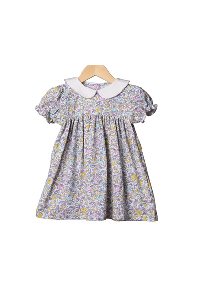 The Smocked Flamingo Apparel & Accessories Purple Floral Peter Pan Collar Knit Dress