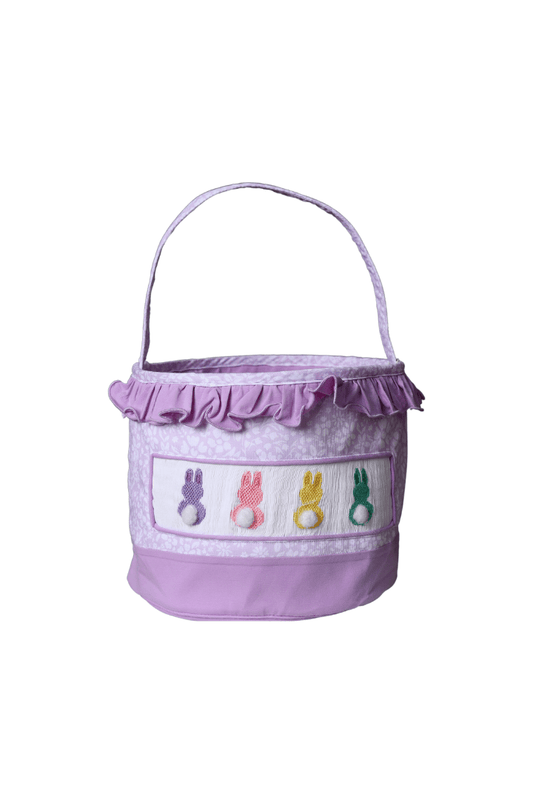 The Smocked Flamingo Apparel & Accessories Purple Floral Smocked Peep Purple Floral Easter Basket