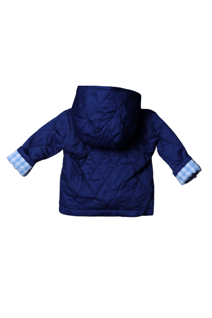 The Smocked Flamingo Apparel & Accessories Quilted Navy and Blue Gingham Coat