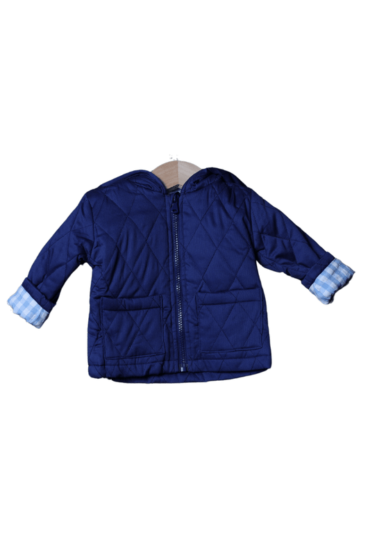 The Smocked Flamingo Apparel & Accessories Quilted Navy and Blue Gingham Coat