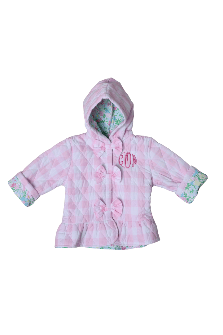The Smocked Flamingo Apparel & Accessories Quilted Pink Gingham and Floral Coat