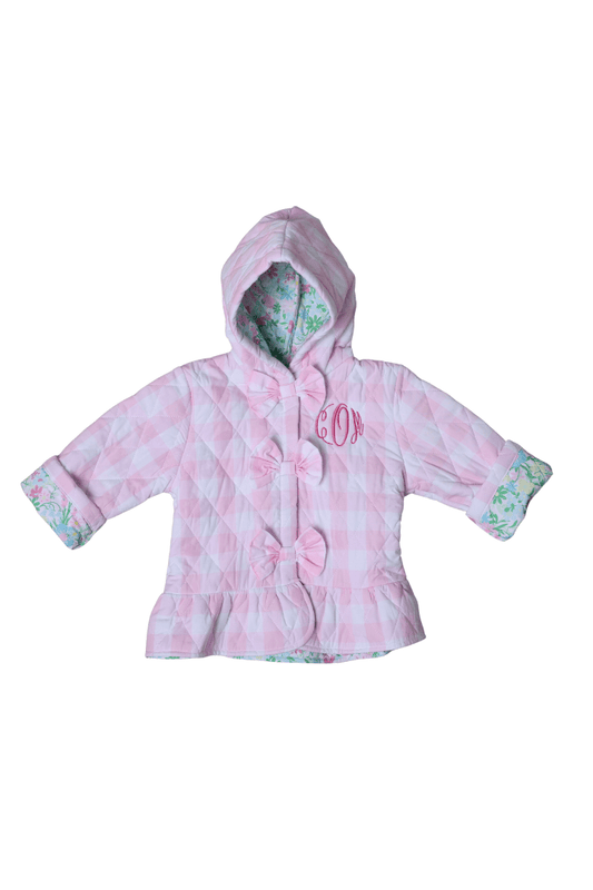 The Smocked Flamingo Apparel & Accessories Quilted Pink Gingham and Floral Coat