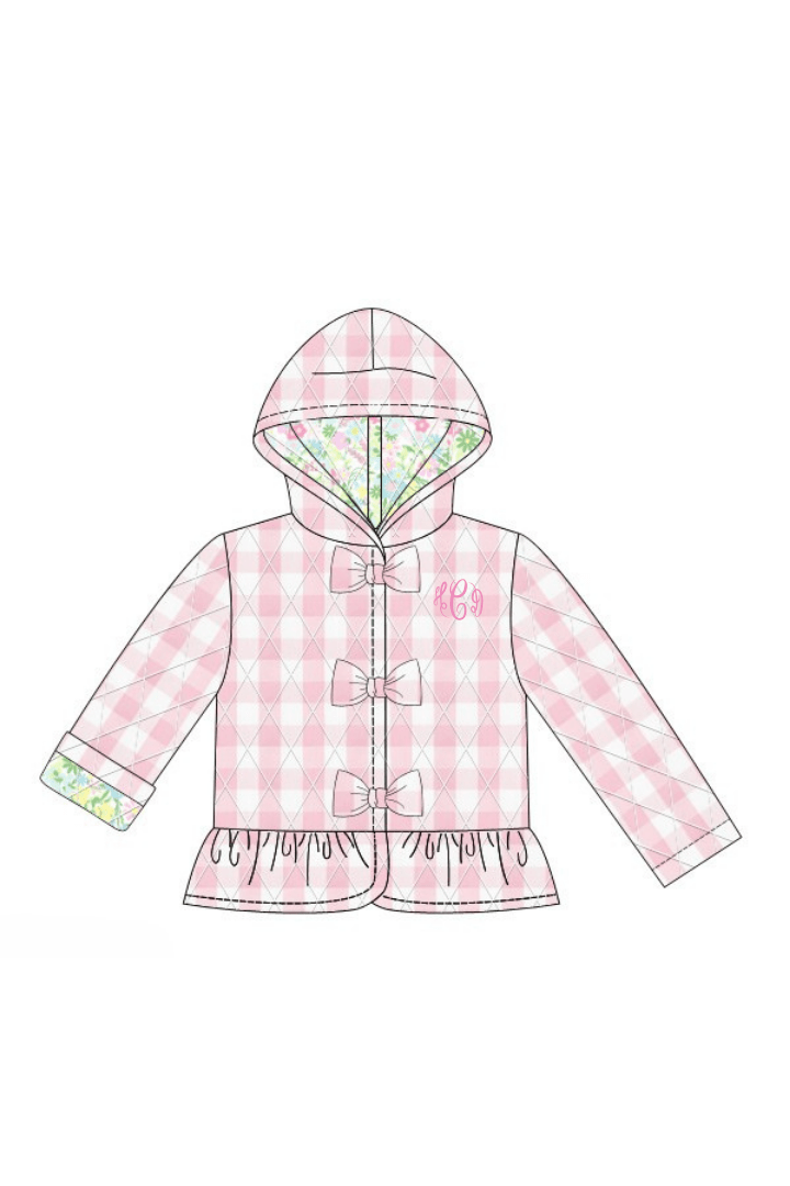 The Smocked Flamingo Apparel & Accessories Quilted Pink Gingham and Floral Coat