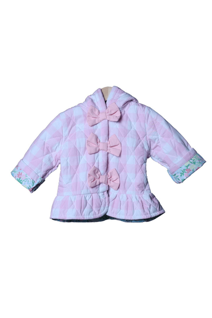 The Smocked Flamingo Apparel & Accessories Quilted Pink Gingham and Floral Coat