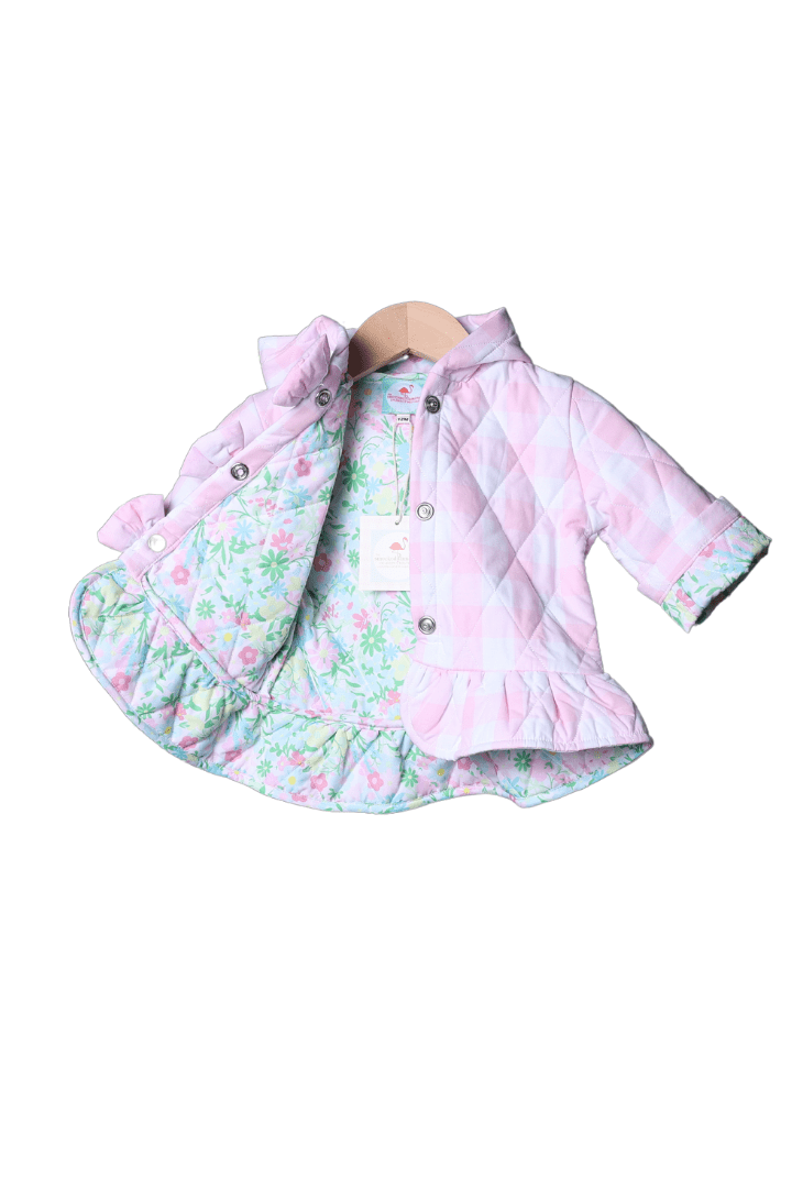 The Smocked Flamingo Apparel & Accessories Quilted Pink Gingham and Floral Coat