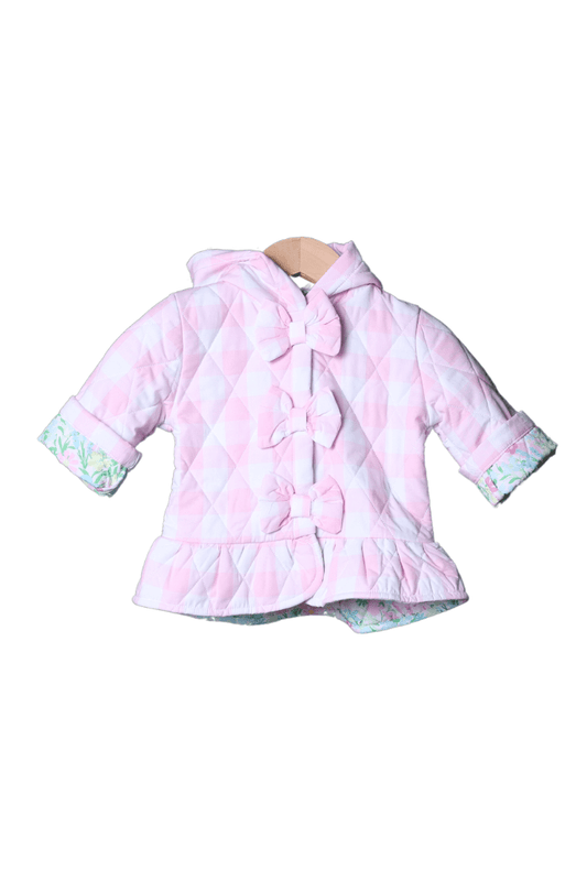 The Smocked Flamingo Apparel & Accessories Quilted Pink Gingham and Floral Coat