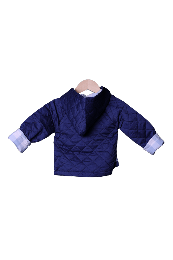 The Smocked Flamingo Apparel & Accessories Quilted Tab Blue Gingham Coat