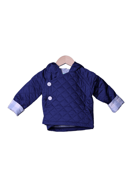 The Smocked Flamingo Apparel & Accessories Quilted Tab Blue Gingham Coat