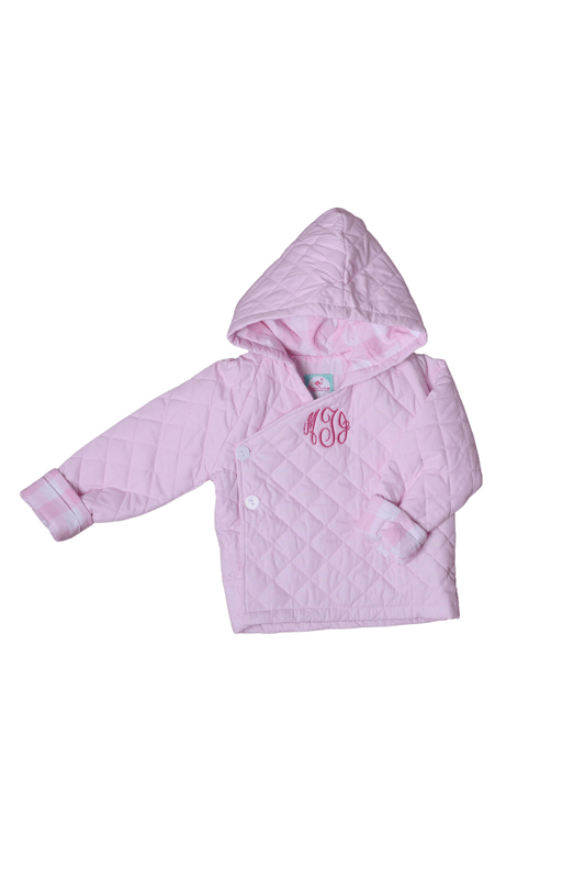 The Smocked Flamingo Apparel & Accessories Quilted Tab Pink Gingham Coat