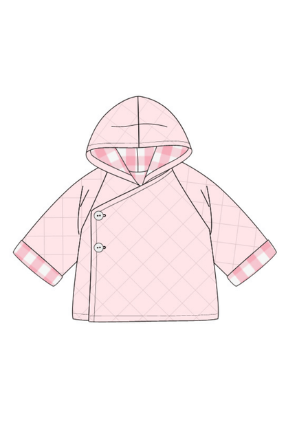 The Smocked Flamingo Apparel & Accessories Quilted Tab Pink Gingham Coat