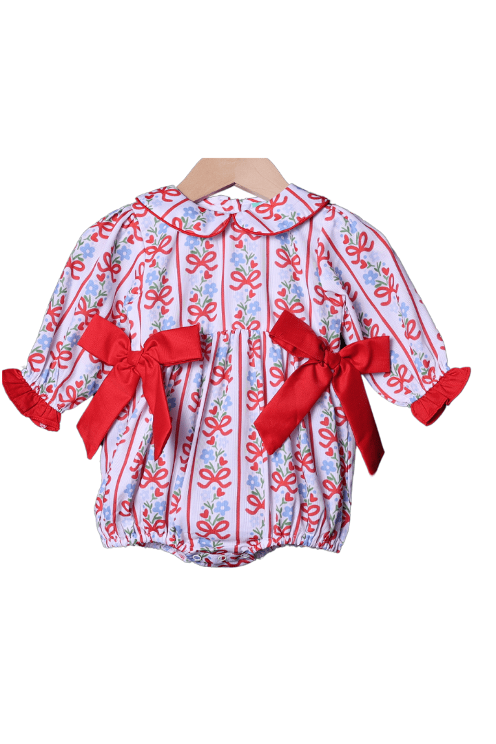 The Smocked Flamingo Apparel & Accessories Red and Blue Floral Bow Bubble