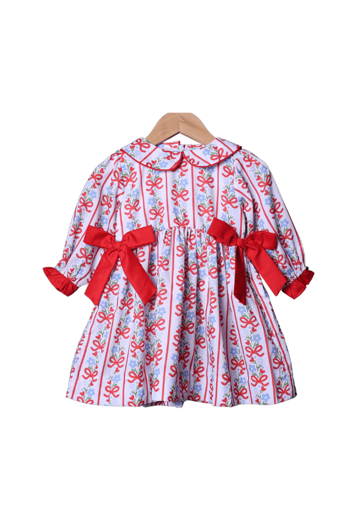 The Smocked Flamingo Apparel & Accessories Red and Blue Floral Bow Dress