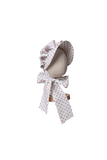 The Smocked Flamingo Apparel & Accessories Red and Green Swiss Dot Bonnet
