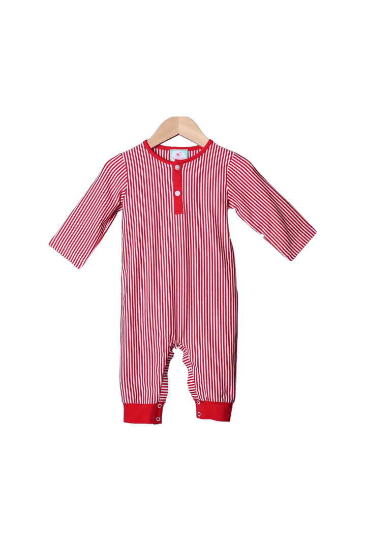 The Smocked Flamingo Apparel & Accessories Red Christmas Stripe Longjohns