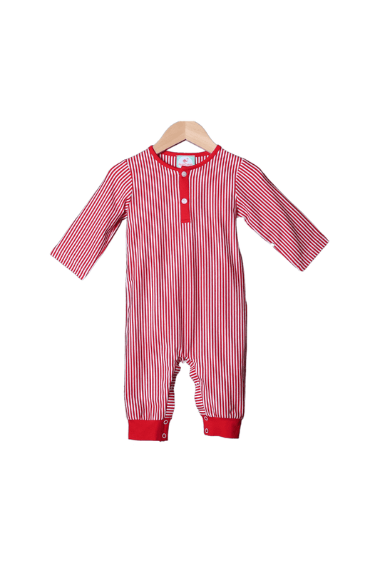 The Smocked Flamingo Apparel & Accessories Red Christmas Stripe Longjohns