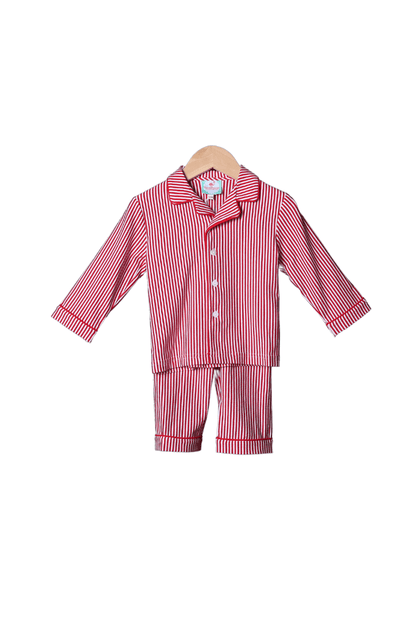 The Smocked Flamingo Apparel & Accessories Red Christmas Stripe Lounge Pajamas