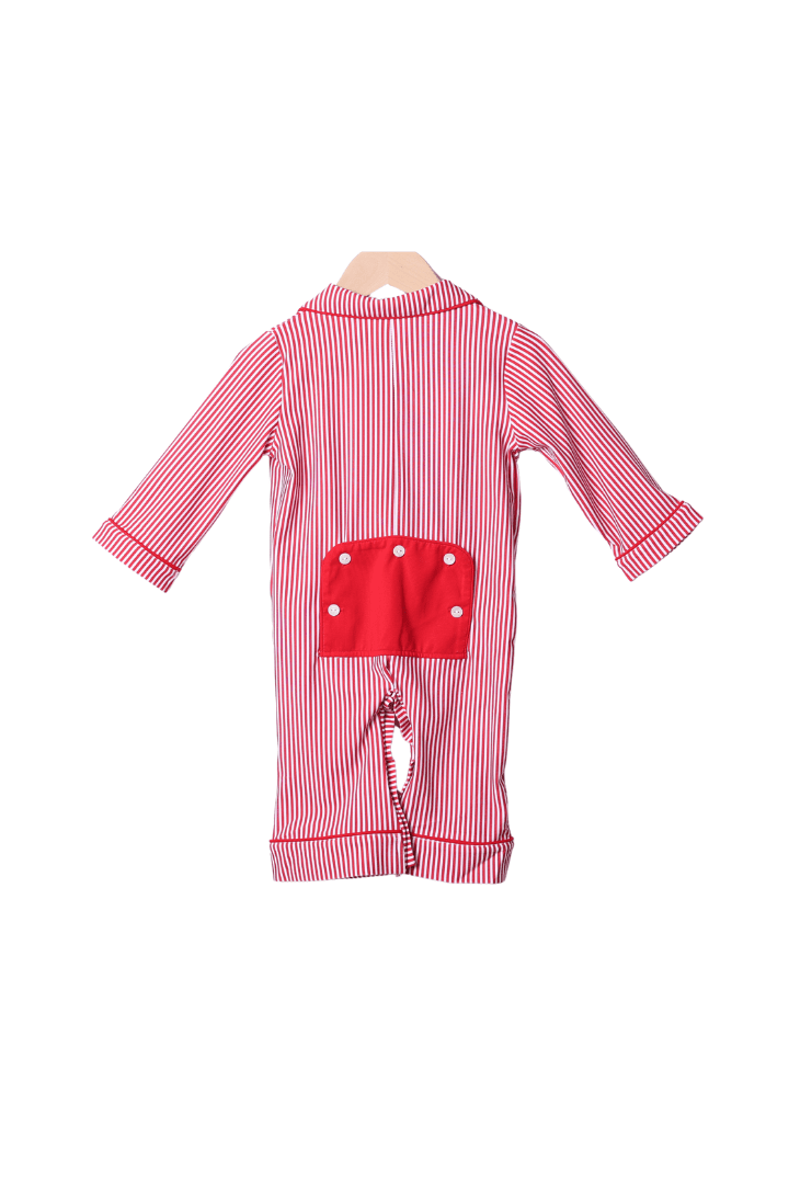 The Smocked Flamingo Apparel & Accessories Red Christmas Stripe Lounge Romper