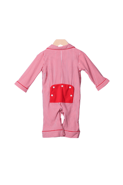 The Smocked Flamingo Apparel & Accessories Red Christmas Stripe Lounge Romper