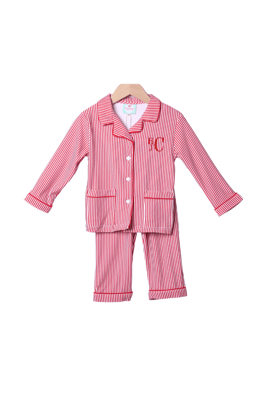 The Smocked Flamingo Apparel & Accessories Red Christmas Stripe Lounge Set