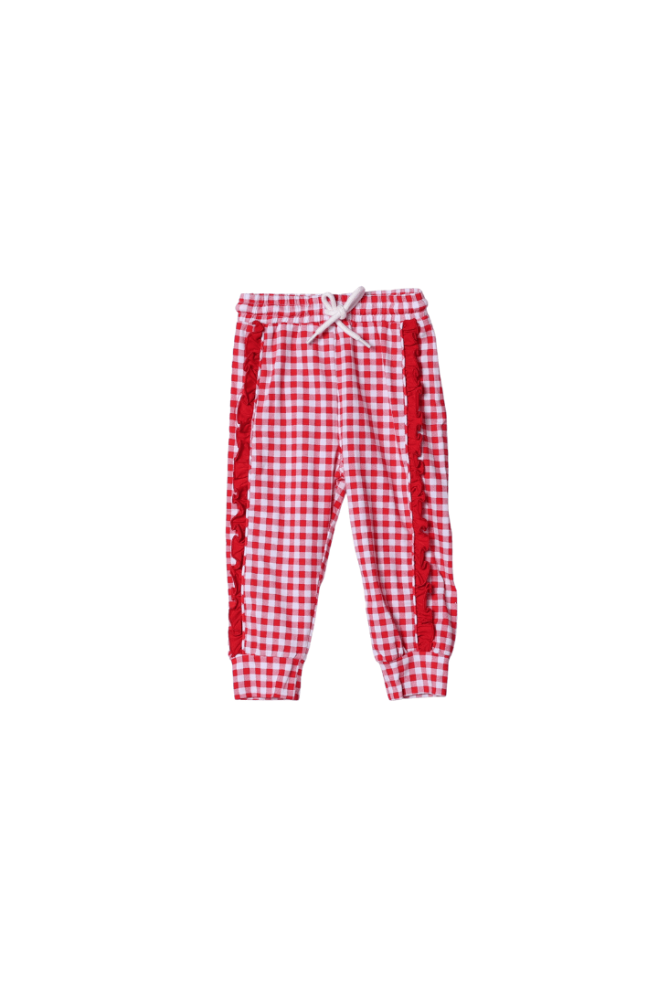 The Smocked Flamingo Apparel & Accessories Red Gingham Bow Mouse Pant Set