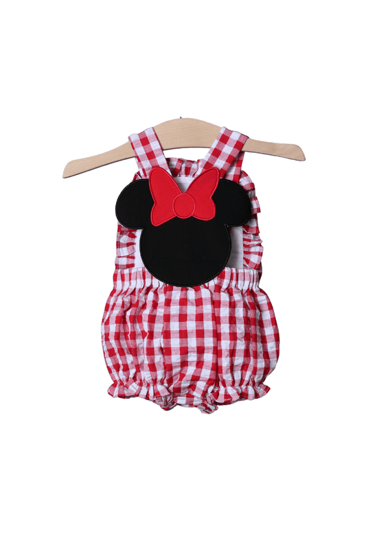 The Smocked Flamingo Apparel & Accessories Red Gingham Mouse Applique Seersucker Bubble