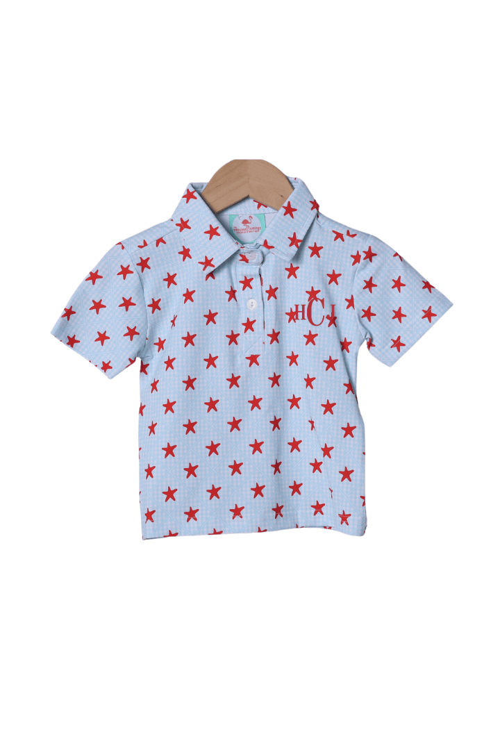 The Smocked Flamingo Apparel & Accessories Red Star Polo Shirt