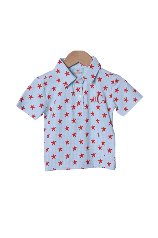 The Smocked Flamingo Apparel & Accessories Red Star Polo Shirt