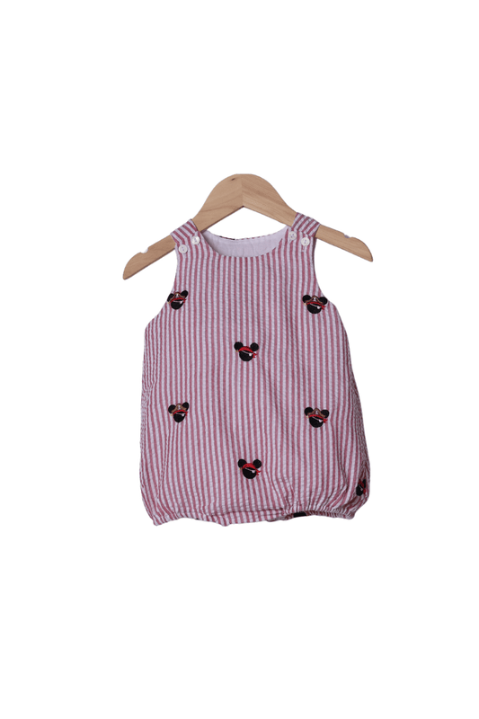 The Smocked Flamingo Apparel & Accessories Red Stripe Seersucker Pirate Mouse Bubble