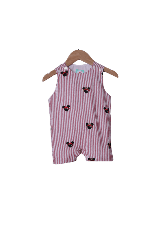 The Smocked Flamingo Apparel & Accessories Red Stripe Seersucker Pirate Mouse Jon Jon