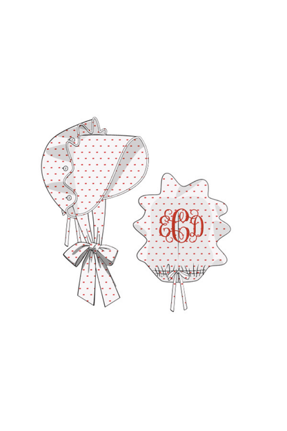 The Smocked Flamingo Apparel & Accessories Red Swiss Dot Bonnet