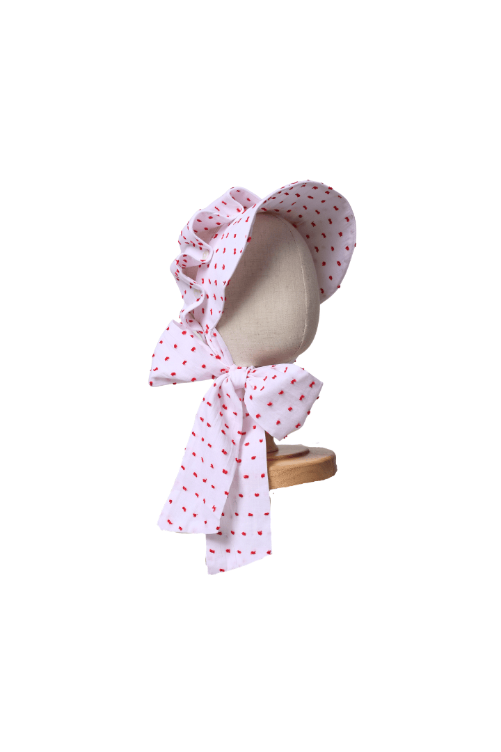 The Smocked Flamingo Apparel & Accessories Red Swiss Dot Bonnet