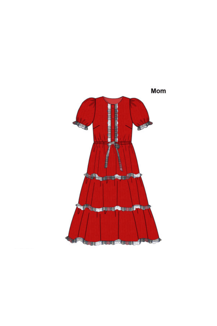 The Smocked Flamingo Apparel & Accessories Red Tartan Plaid/Corduroy Mom Dress