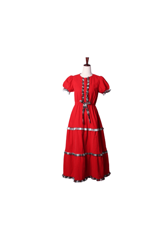 The Smocked Flamingo Apparel & Accessories Red Tartan Plaid/Corduroy Mom Dress