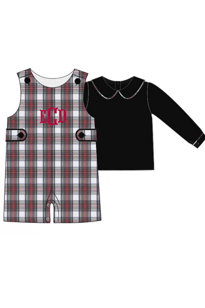The Smocked Flamingo Apparel & Accessories Red Tartan Plaid Jon Jon 2pc Set