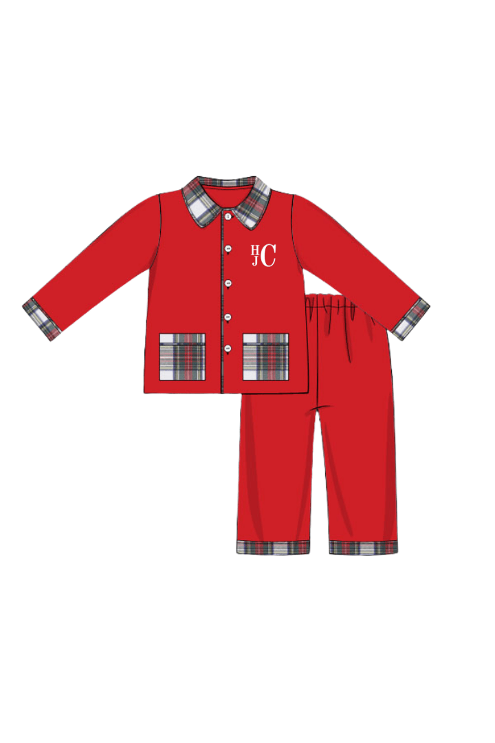 The Smocked Flamingo Apparel & Accessories Red Tartan Plaid Lounge Set