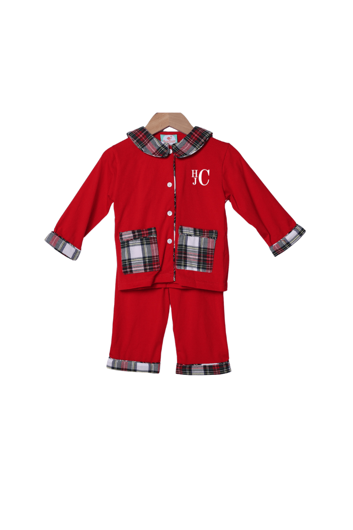The Smocked Flamingo Apparel & Accessories Red Tartan Plaid Lounge Set