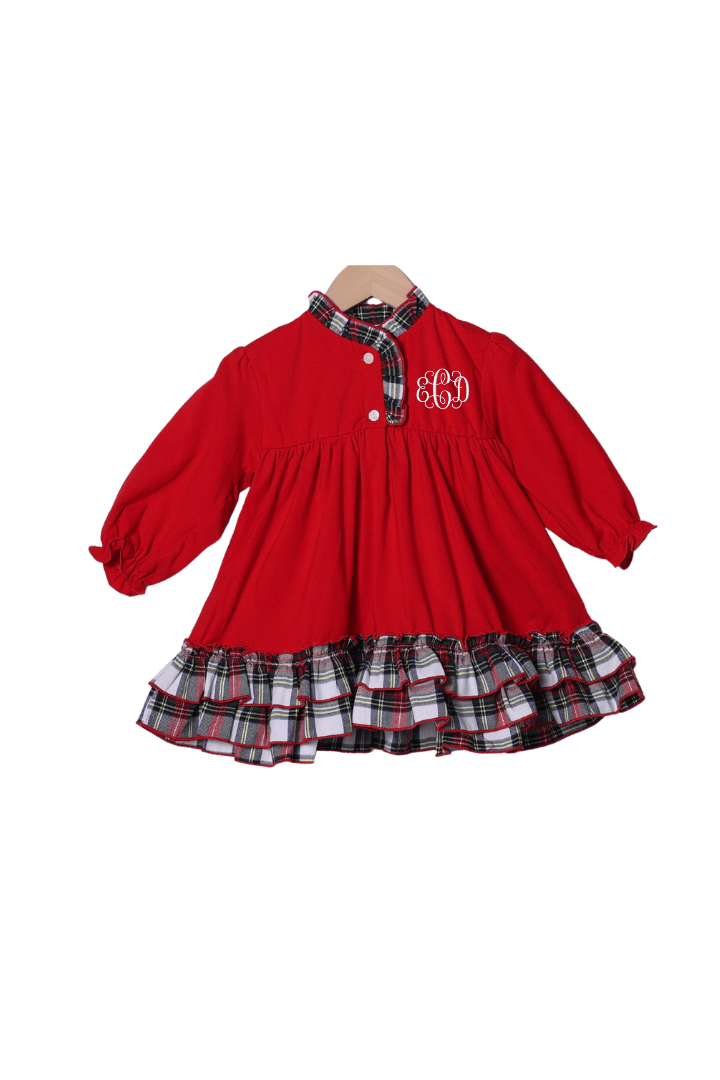 The Smocked Flamingo Apparel & Accessories Red Tartan Plaid Swing Gown