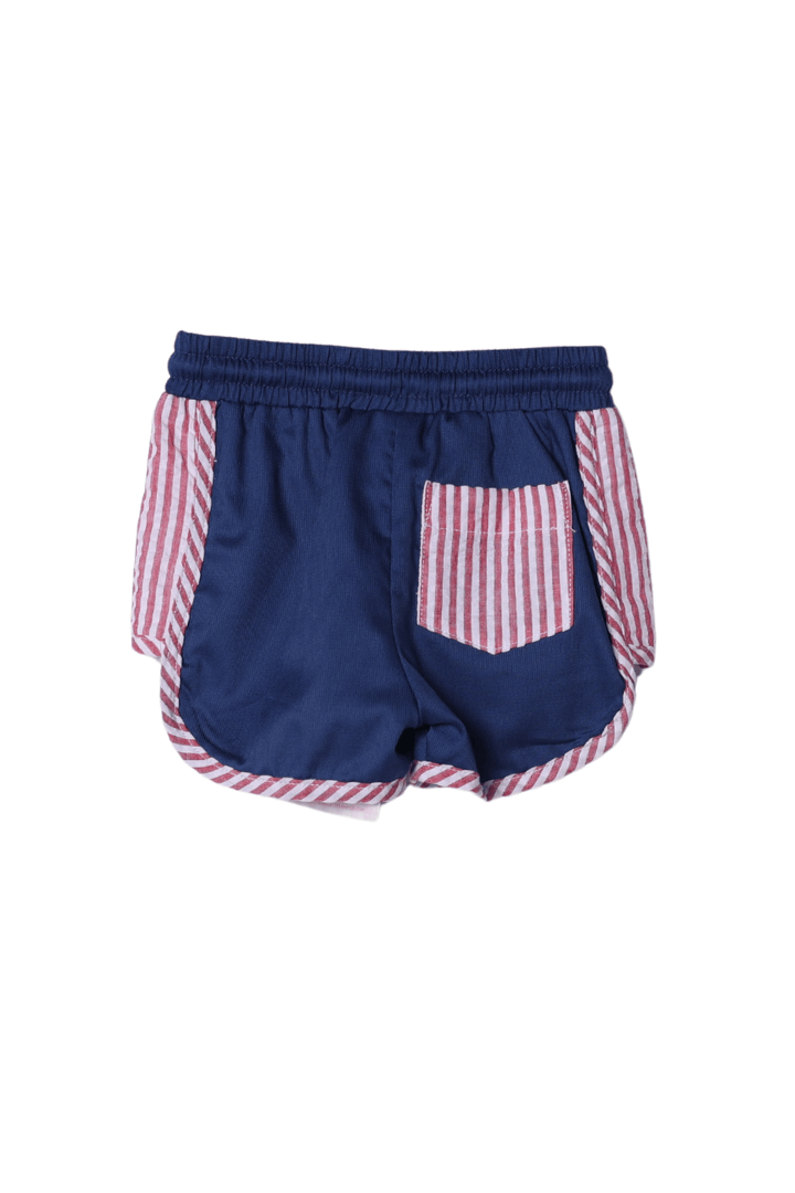 The Smocked Flamingo Apparel & Accessories Red, White and Blue Seersucker Swim Trunks