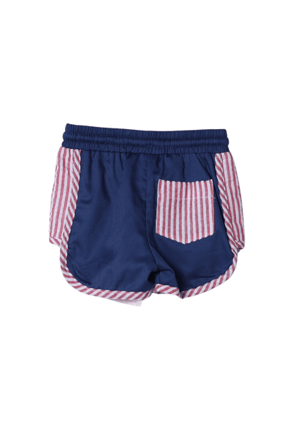 The Smocked Flamingo Apparel & Accessories Red, White and Blue Seersucker Swim Trunks