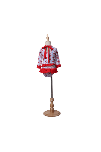 The Smocked Flamingo Apparel & Accessories Red, White and Bow Patriotic Two Piece Swim Suit