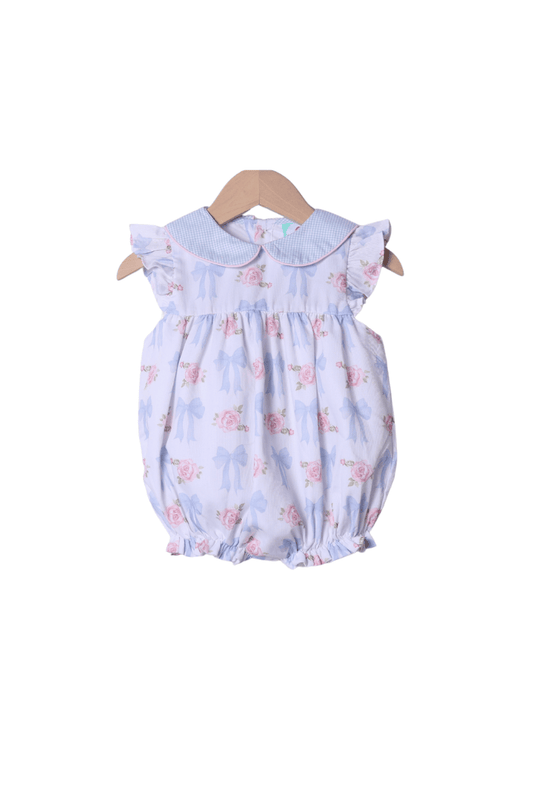 The Smocked Flamingo Apparel & Accessories Roses and Bows Flutter Sleeve Bubble