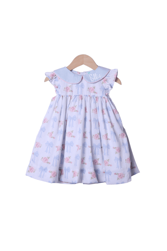 The Smocked Flamingo Apparel & Accessories Roses and Bows Flutter Sleeve Dress