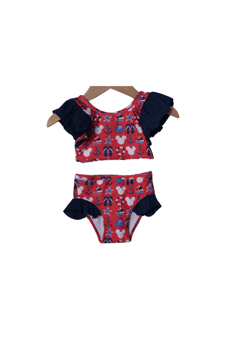 The Smocked Flamingo Apparel & Accessories Sail Away Mouse 2 pc Swimsuit