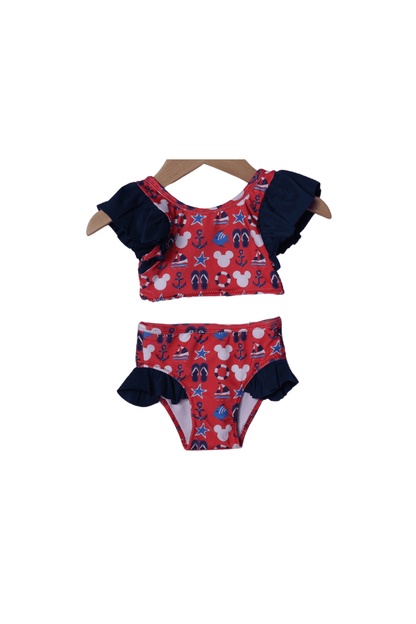 The Smocked Flamingo Apparel & Accessories Sail Away Mouse 2 pc Swimsuit