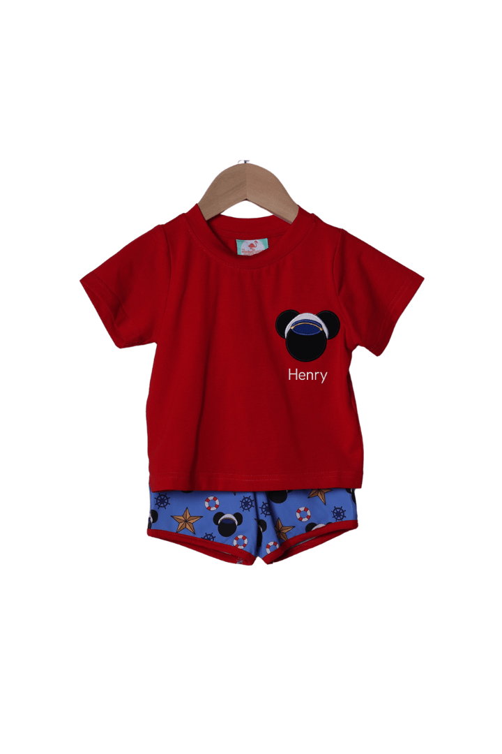 The Smocked Flamingo Apparel & Accessories Sail Away Mouse Short Set