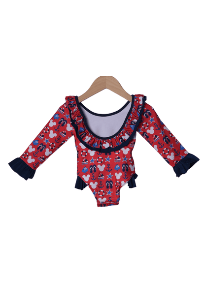 The Smocked Flamingo Apparel & Accessories Sail Away Mouse Swimsuit