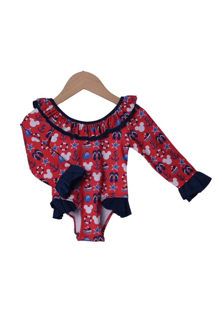 The Smocked Flamingo Apparel & Accessories Sail Away Mouse Swimsuit